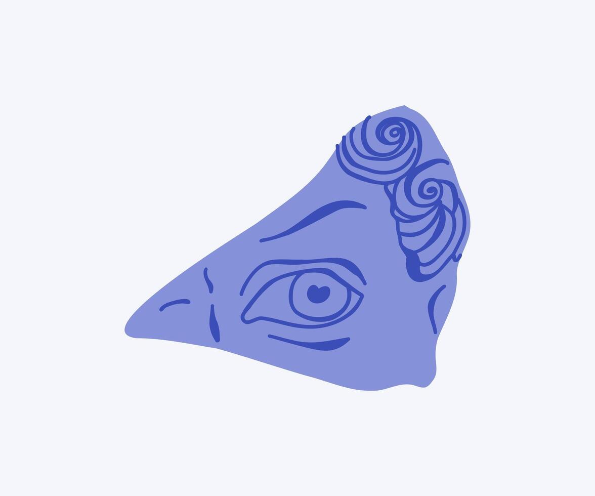 Marble Greek part of the statue in a flat style, the eye of David. Hand drawn illustration. vector