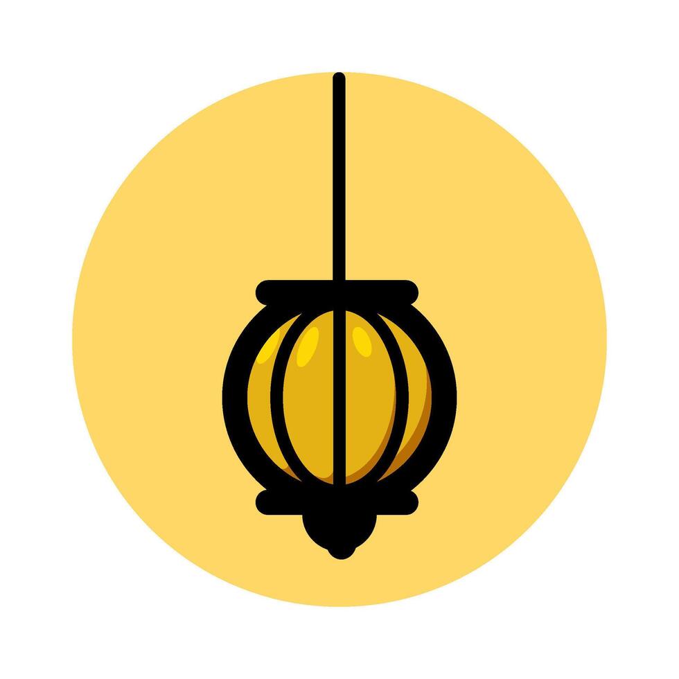 Hanging Yellow Black Chinese Lantern Icon vector
