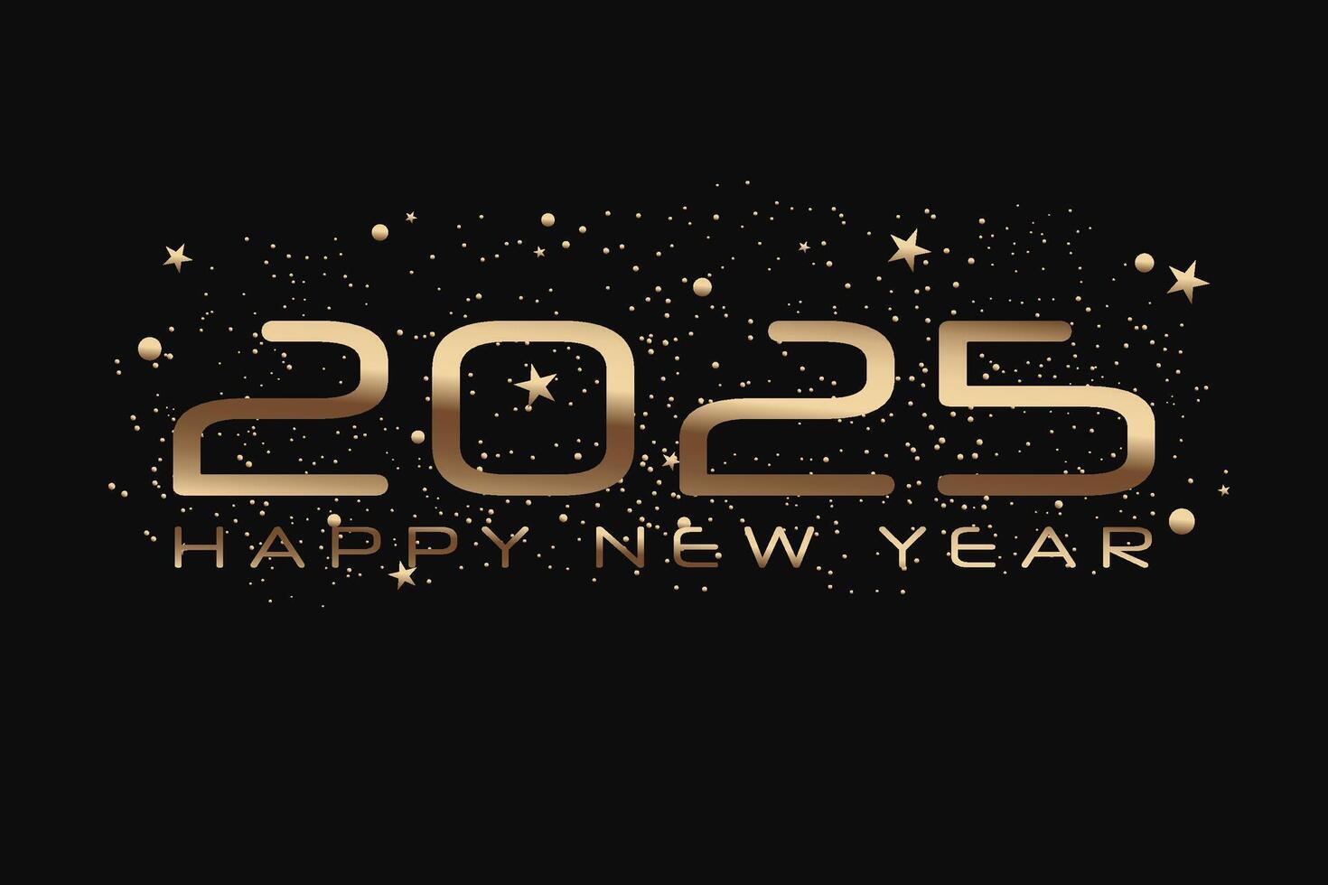 Gold 2025 New Year Celebrate Banner Background. Particles Start Glitter With Copy Space vector