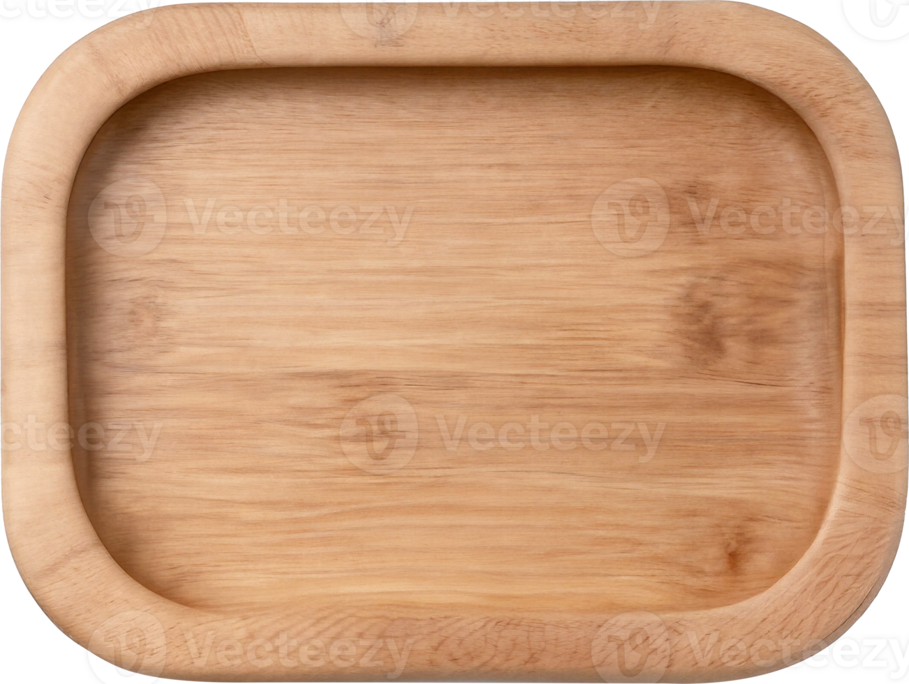 Top view of empty wooden tray isolated on background. png