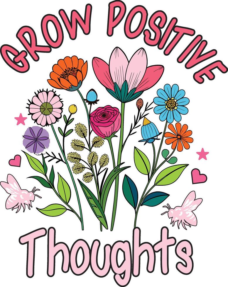 Grow Positive Thoughts vector