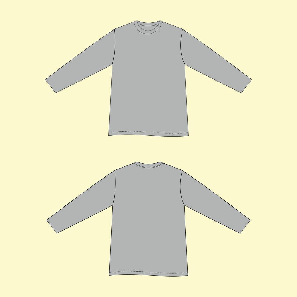 front back long sleeve mockup illustration vector