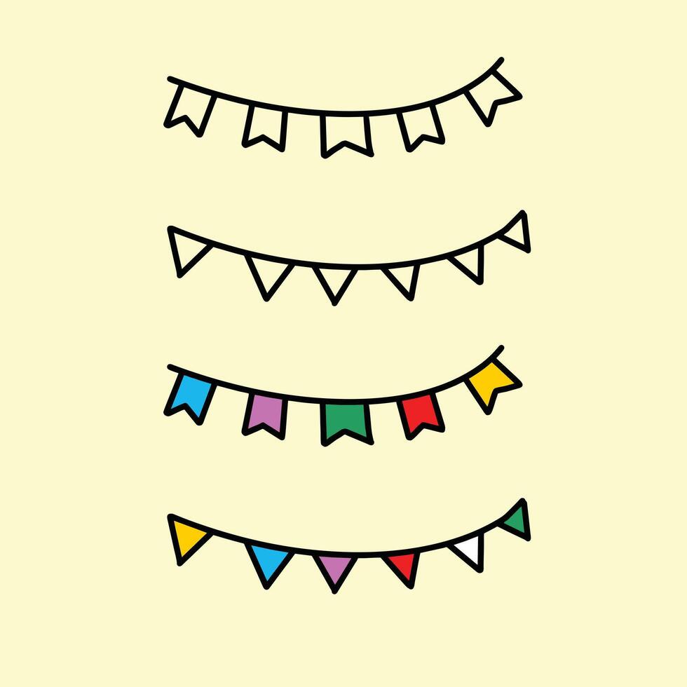 Set of carnival garland with flags. vector