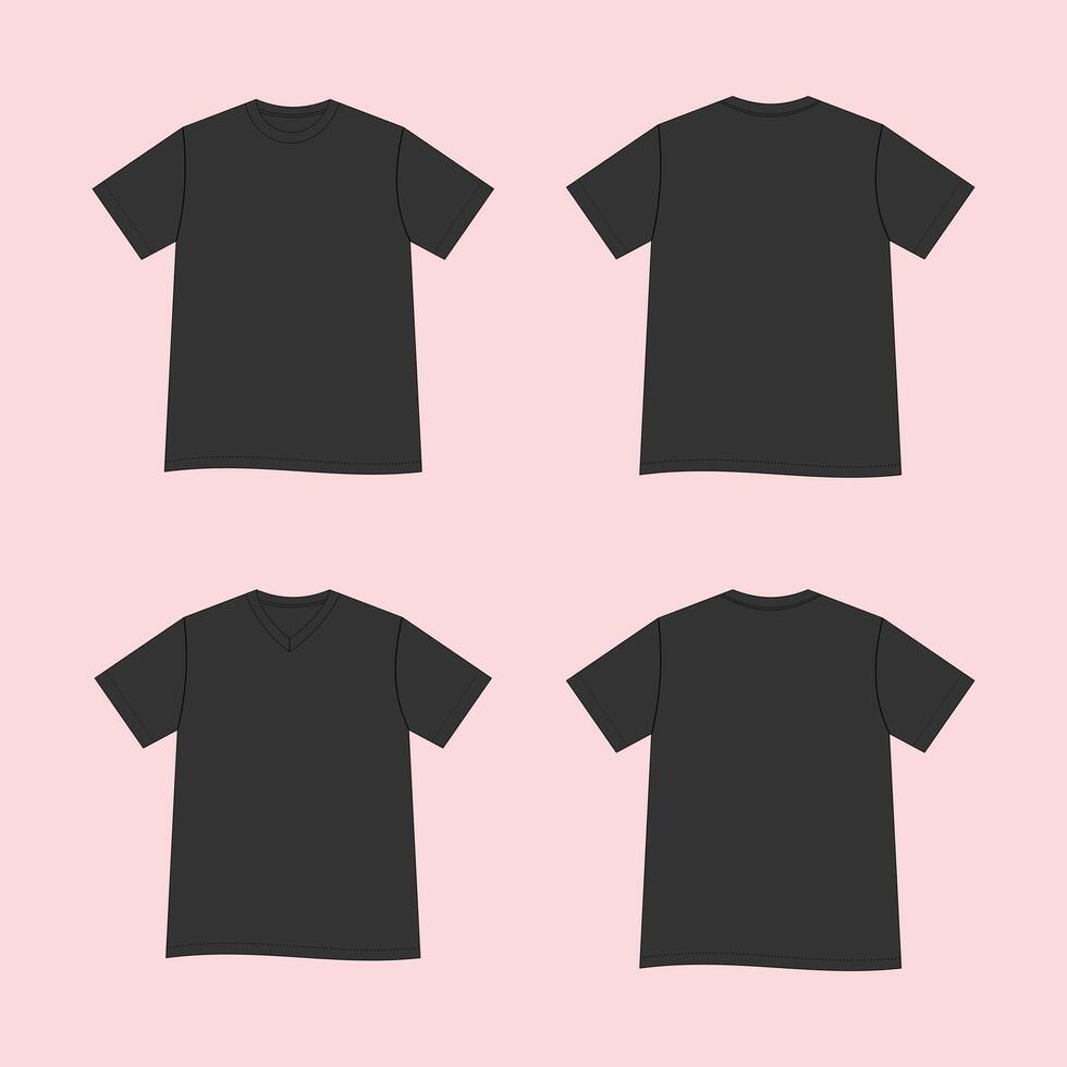 Short sleeve Basic T shirt mockup vector
