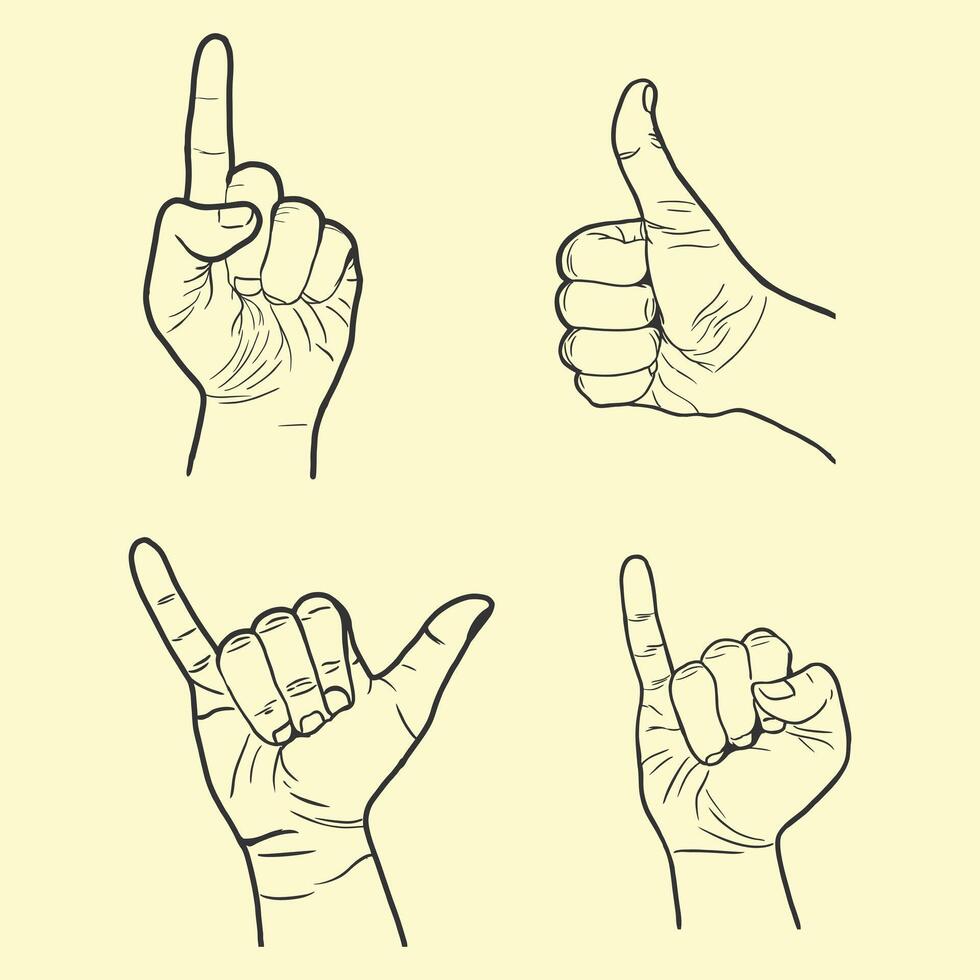 Hands gesture icon set. vector