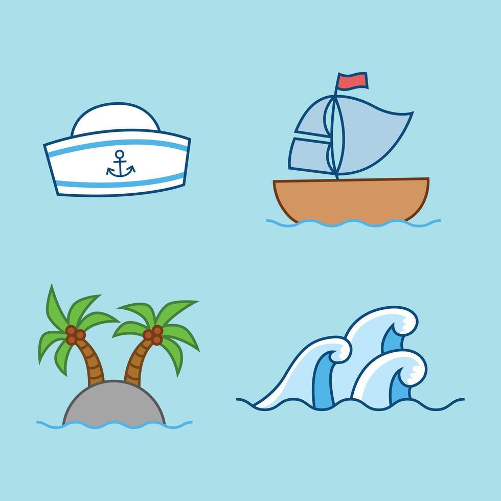 Set of Nautical symbols element vector