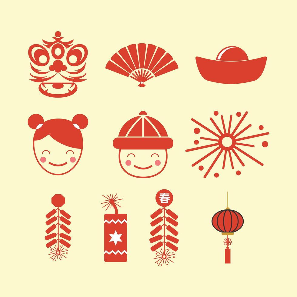 Chinese New Year icons vector