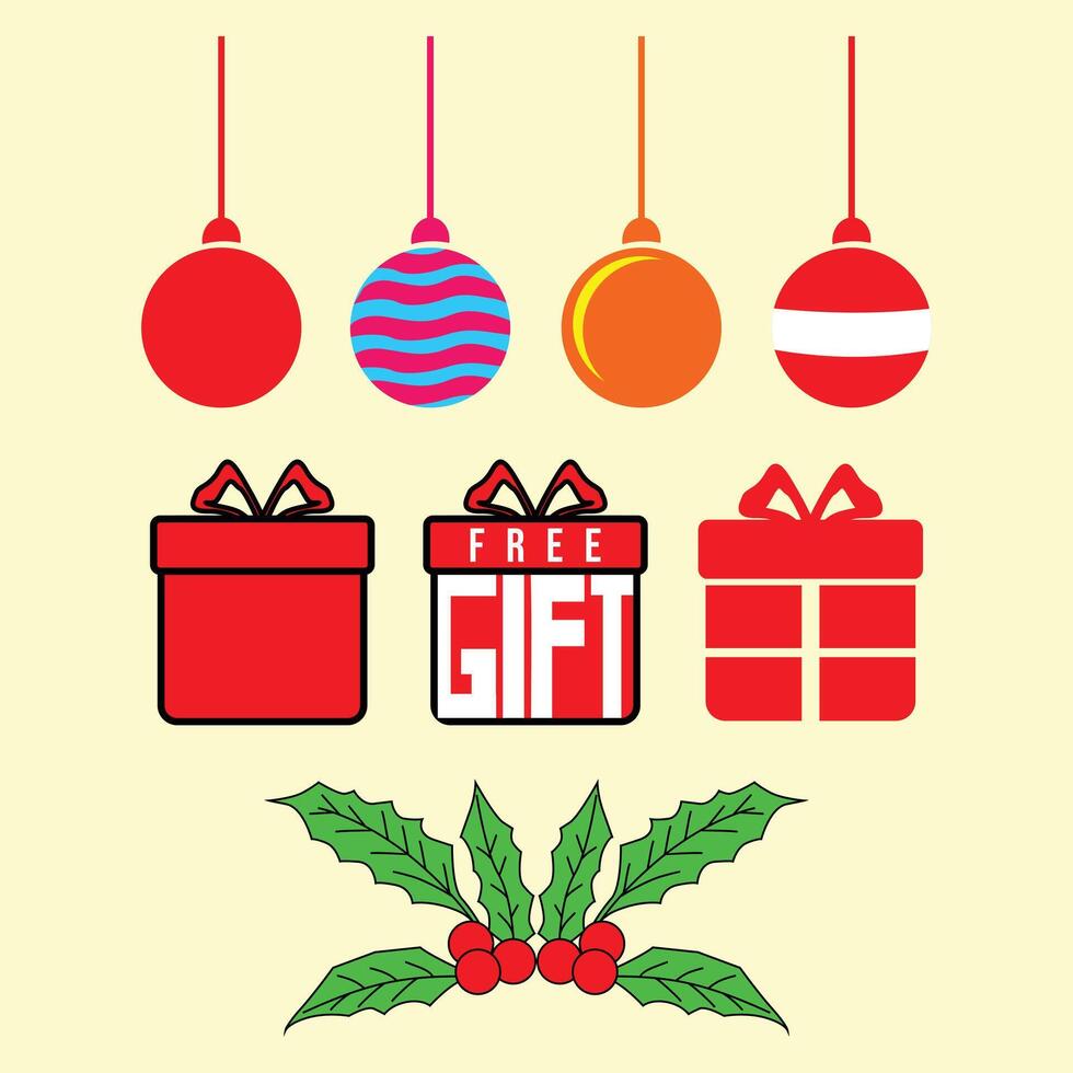 christmas tree decoration set vector