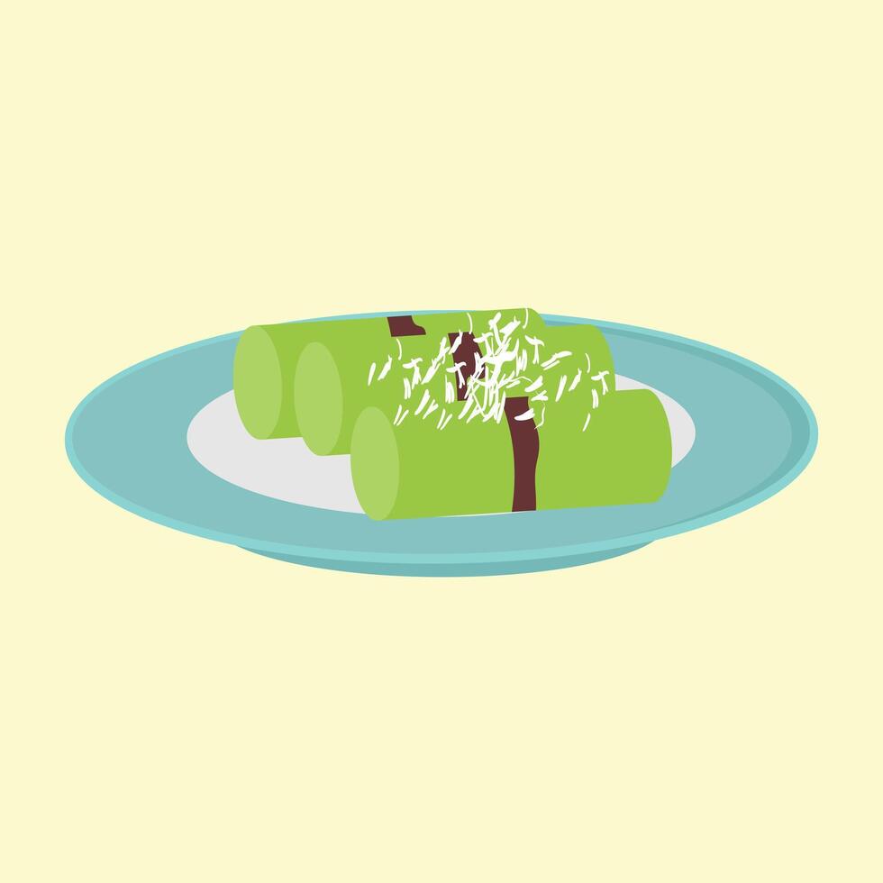 Indonesian traditional desserts called kue putu vector