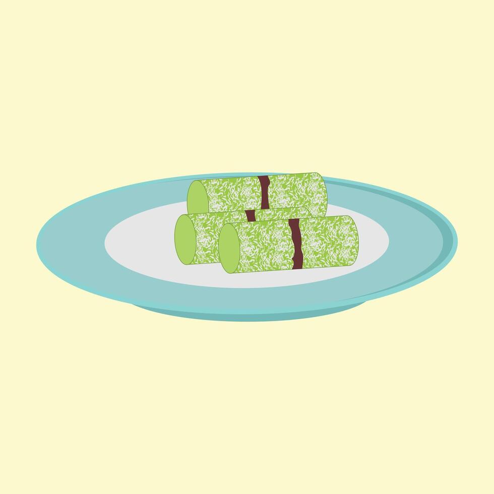 Indonesian traditional desserts or kue putu cake vector