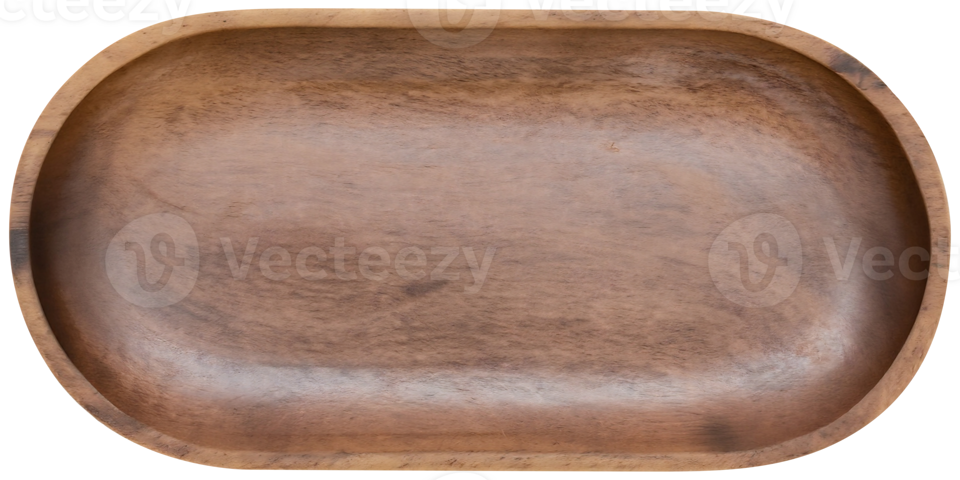Top view of empty wooden bowl isolated on background. Clean plate cut out. png