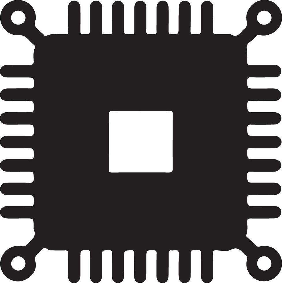 Mastering the Art of CPU Icon Illustration Silhouette vector