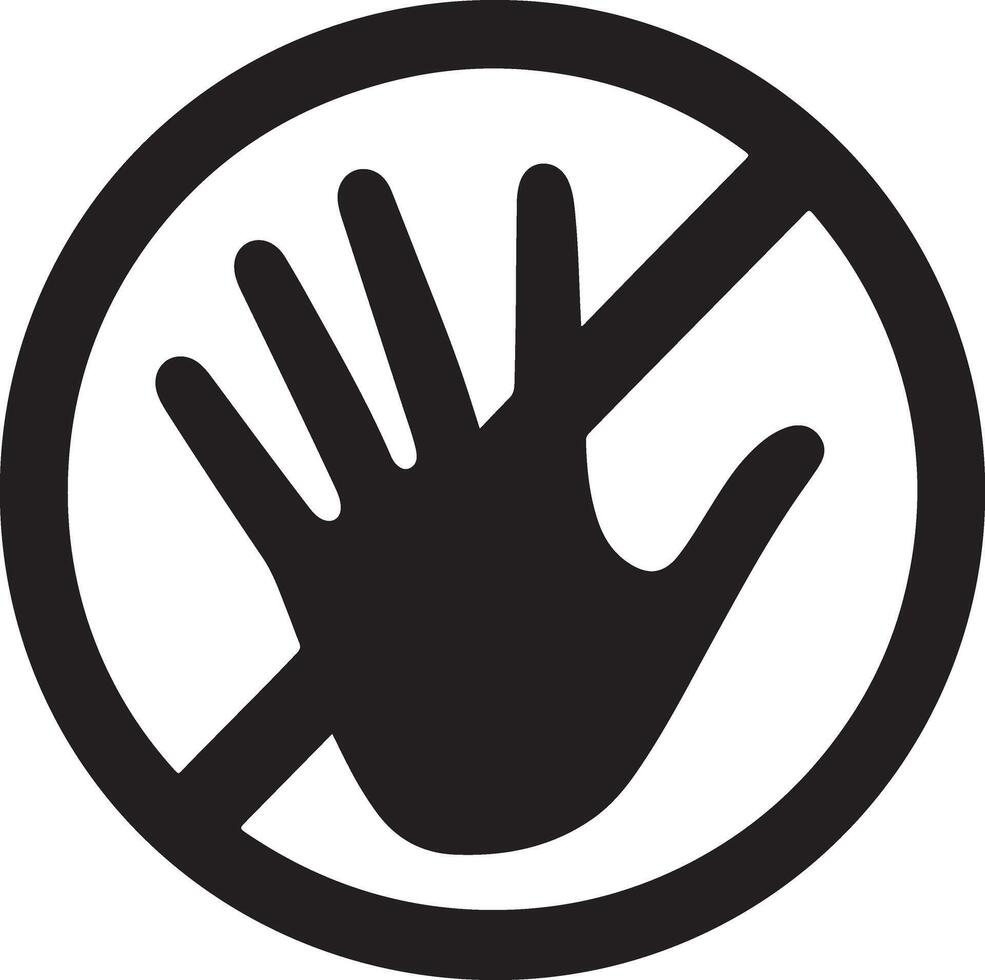 Elegant Stop Hand Glyph Silhouette Art Illustrations vector
