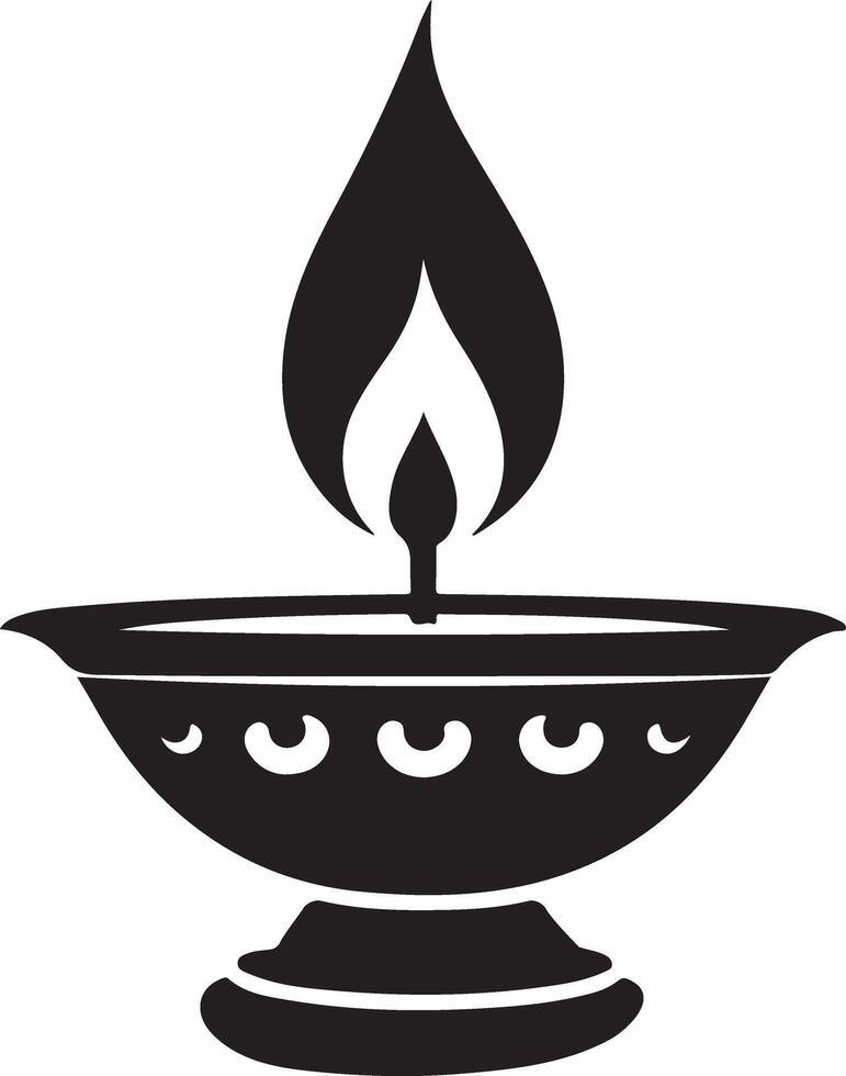 Minimalist Deepa Lamp Silhouette Illustration for Meditation Spaces vector