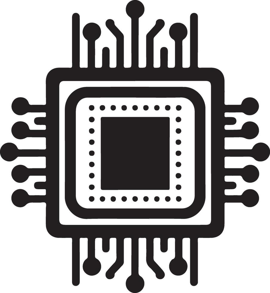 Transform Your Designs with CPU Icon Illustration Silhouette vector