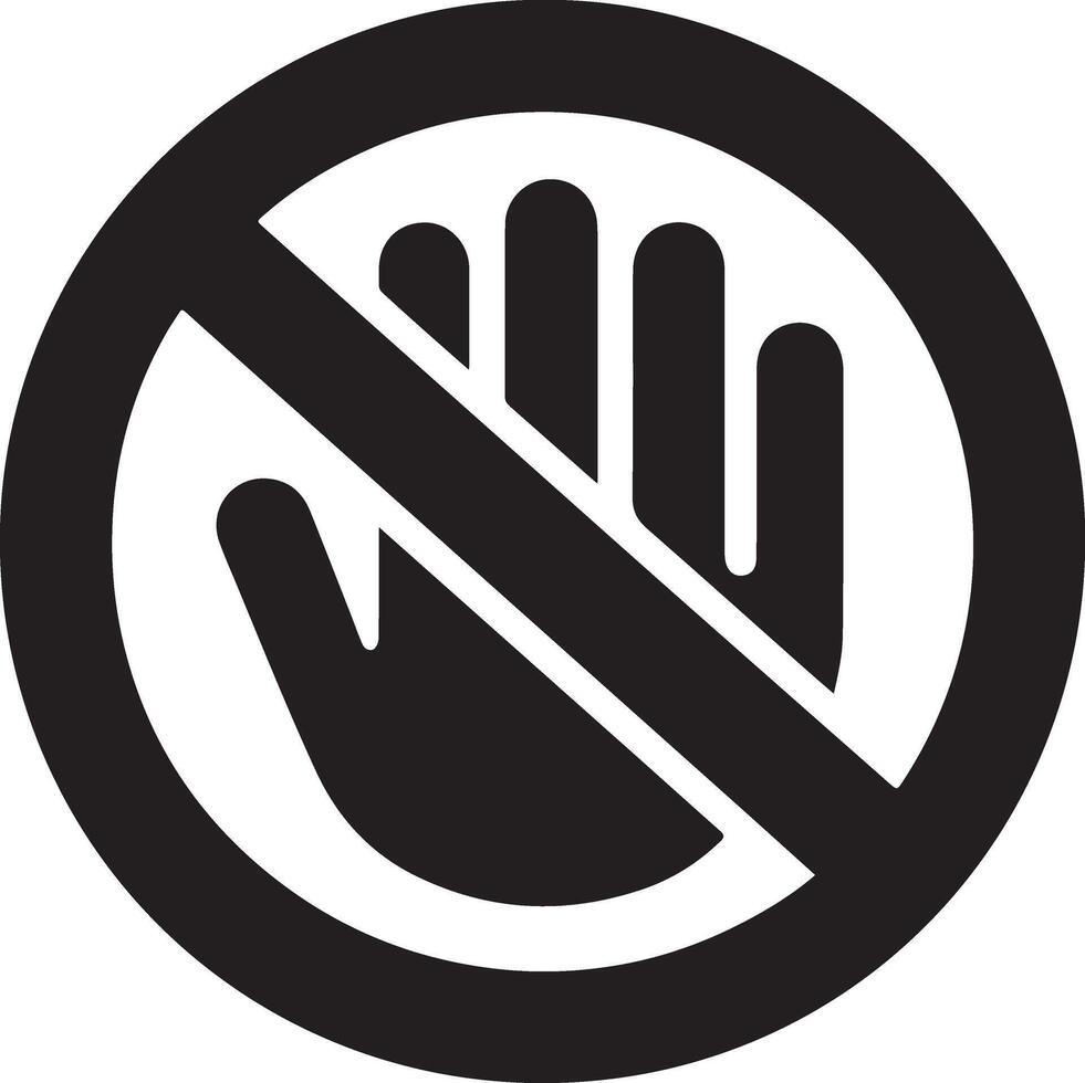 Stop Hand Glyph Silhouette Art for Branding Graphics vector