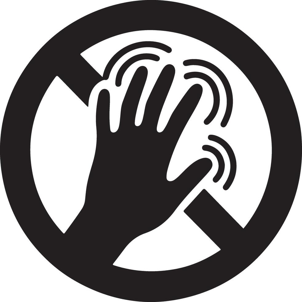 Creative Stop Hand Glyph Silhouette Artwork vector
