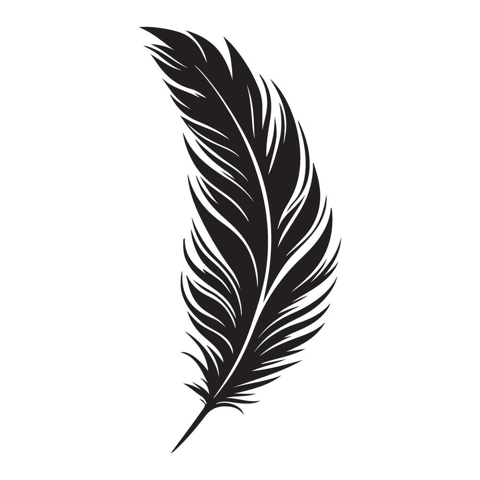 Elegant Feather Silhouette Art in Ink Illustration vector
