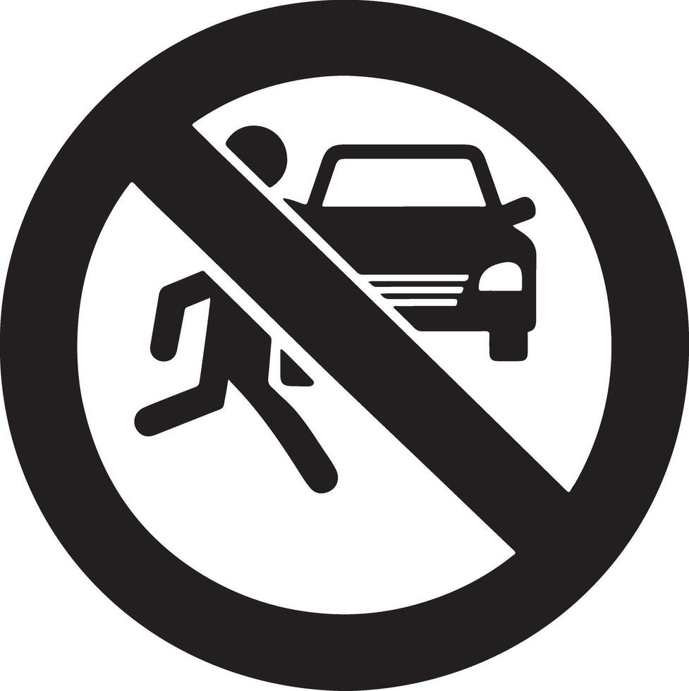 Black and White No Entry Silhouette Illustration vector