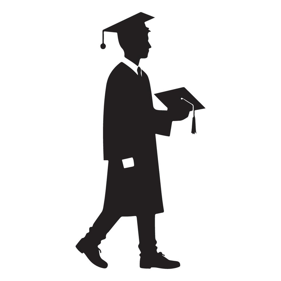 Eye Catching Graduated Student Silhouette Art for Posters vector