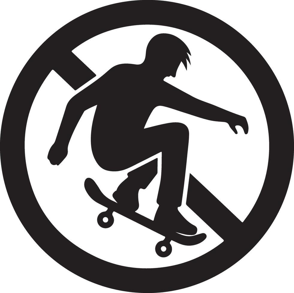Silhouette Of A Boy Riding A Skateboard In A Black Frame vector