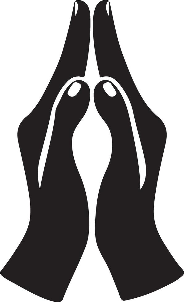 Modern Hands Namaste Pose Silhouette Illustration Art vector