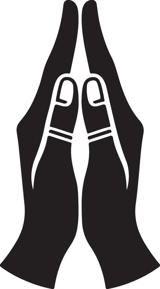Hands in Namaste Pose Silhouette Spiritual Art Design vector
