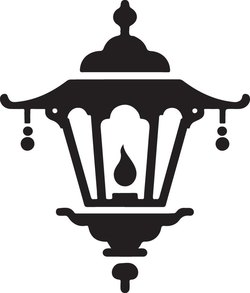Lantern Icon hand draw black colour diwali logo vector