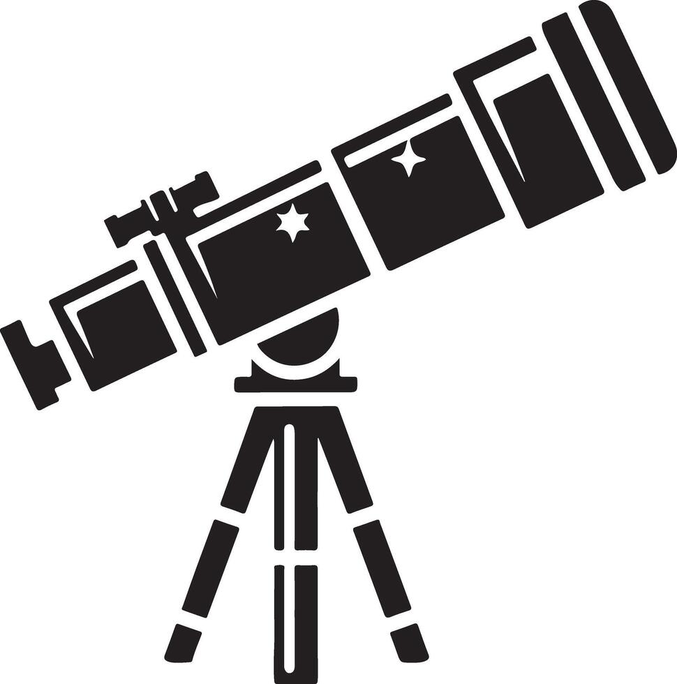 Telescope logo. Space exploration and adventure symbol vector