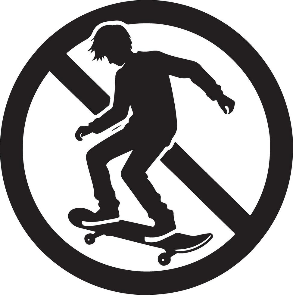 Ban Ice Skate Black Silhouette Icon Forbidden Figure Skating Pictogram Skater vector