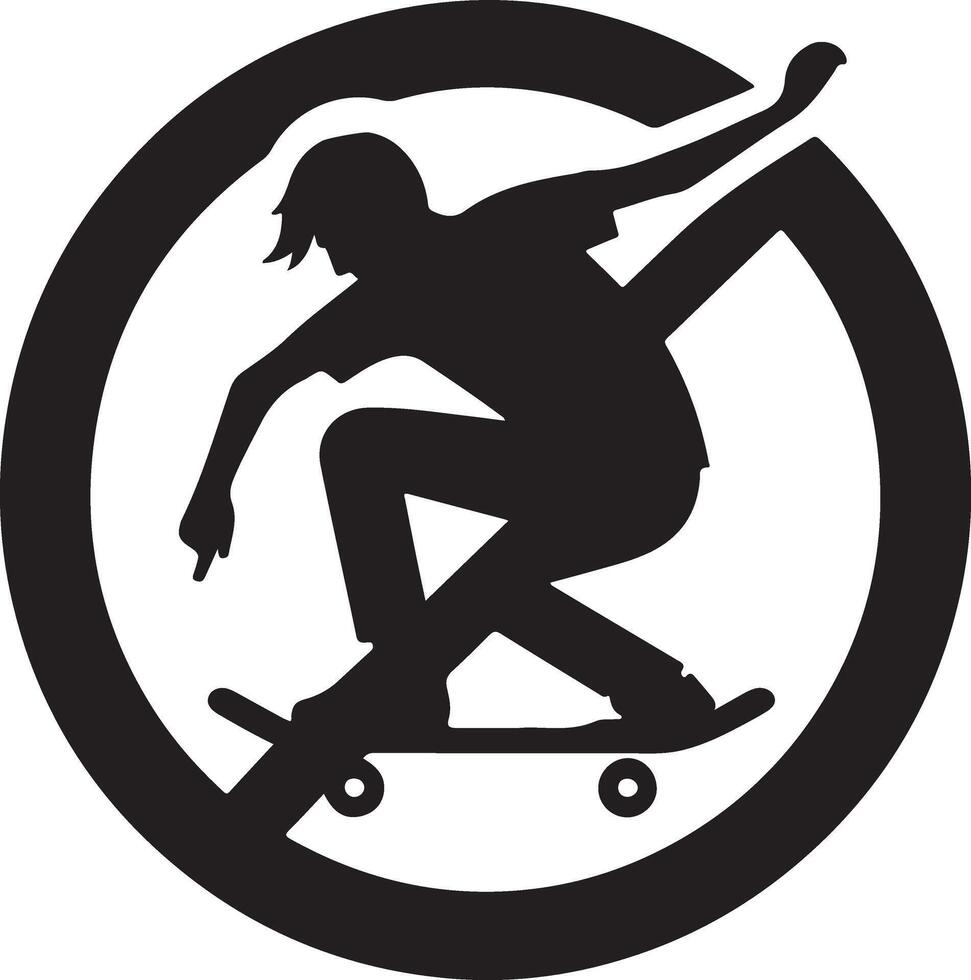 Man on Skateboard Prohibited Pictogram vector