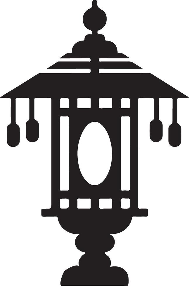Lantern Icon hand draw black colour diwali logo element and symbol vector