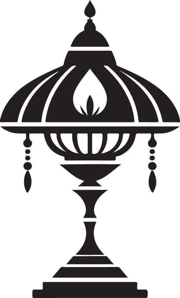 Lantern icon hand draw black colour diwali logo Image vector
