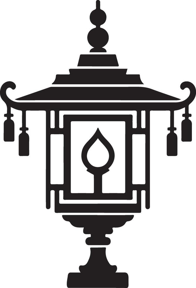 Lantern Icon Hand Draw Black Colour Diwali vector