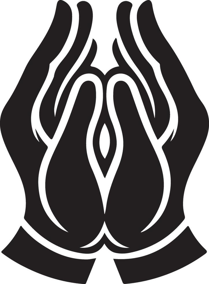 Namaste Hands Silhouette Illustration Spiritual Art Design vector