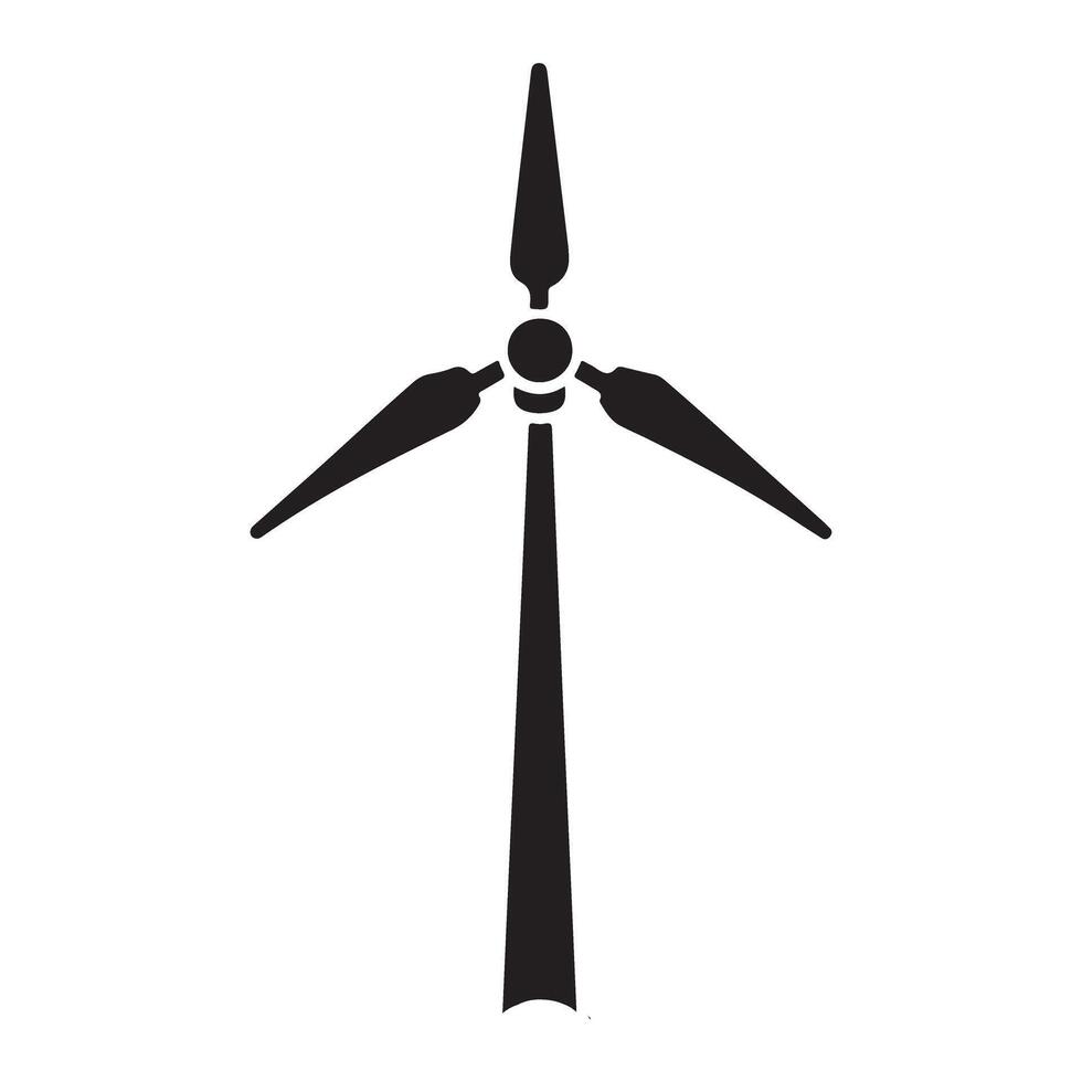 Wind energy turbine icon in outline style isolated vector