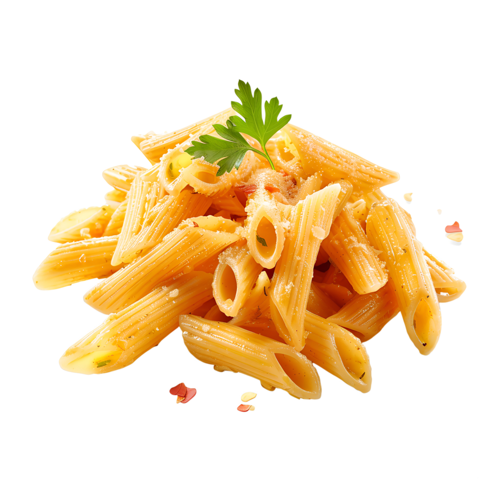 Penne pasta with bacon and parsley png