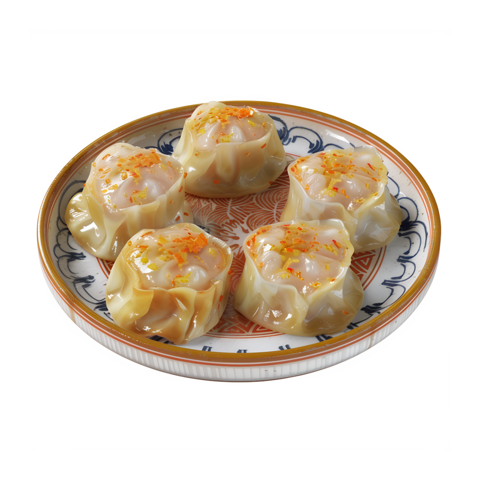 A plate with four Dim Sum on it png