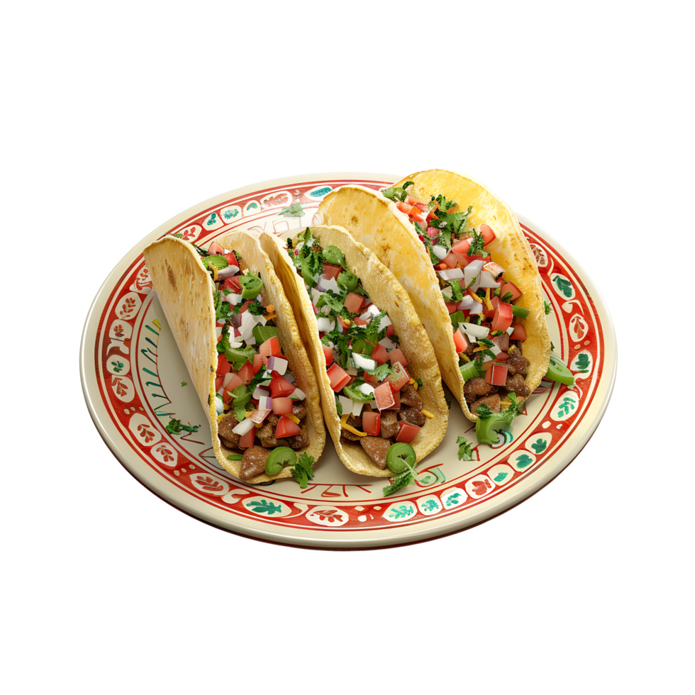 Three tacos on a plate png
