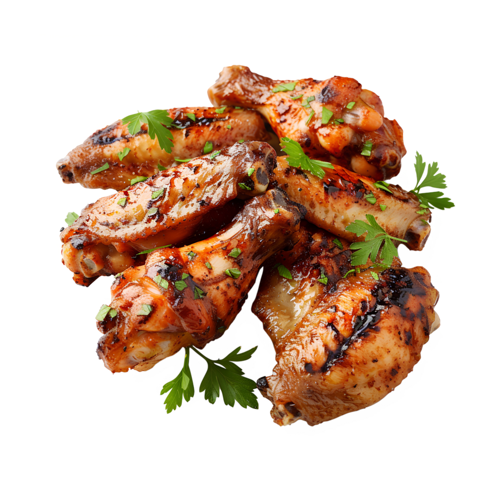 Grilled chicken wings with parsley png