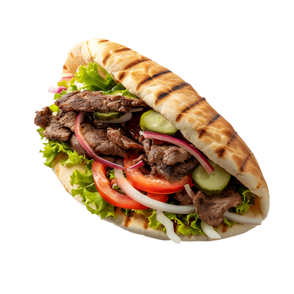 A sandwich with meat and vegetables png