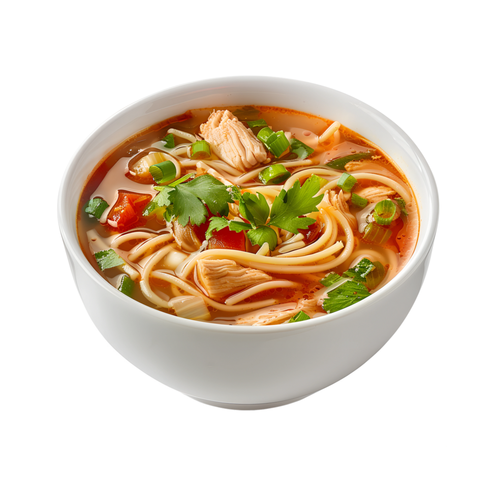 Chicken noodle soup with vegetables png