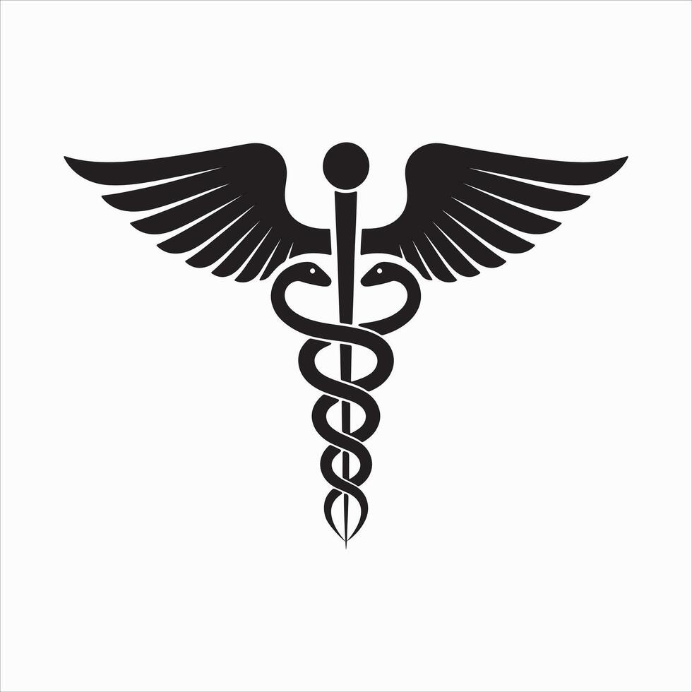Caduceus Medical Symbol on White Background vector