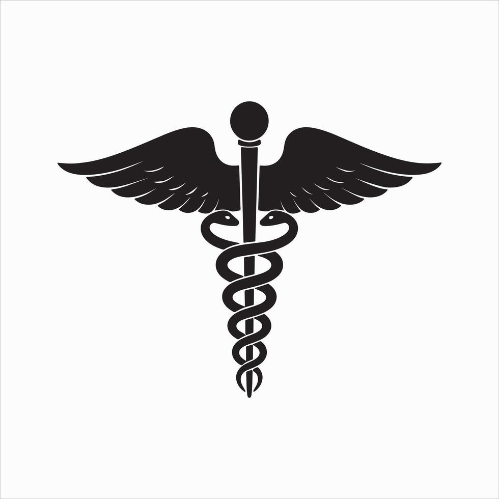 Caduceus Medical Icon on White Background Ideal for Healthcare and Medical Use vector