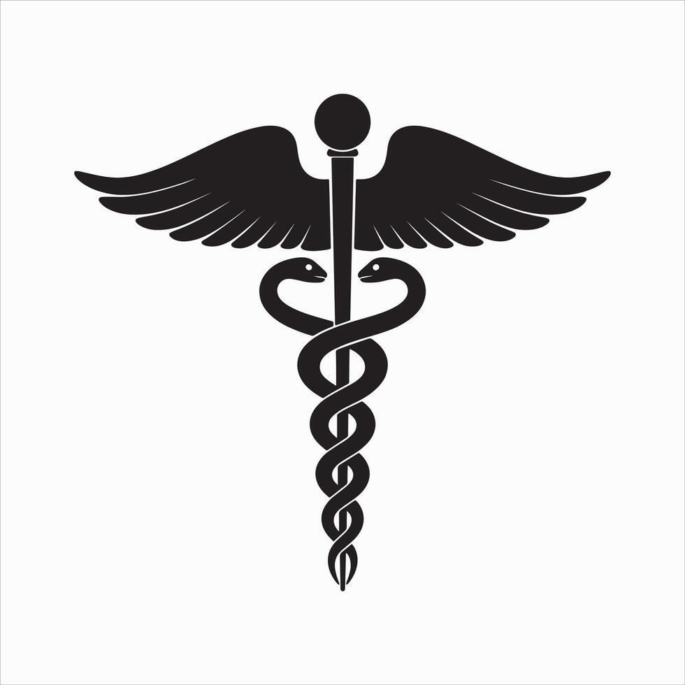 Caduceus Symbol The Iconic Medical Symbol Isolated on White Background vector