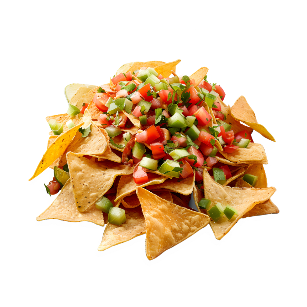 Nachos with salsa and green onions png