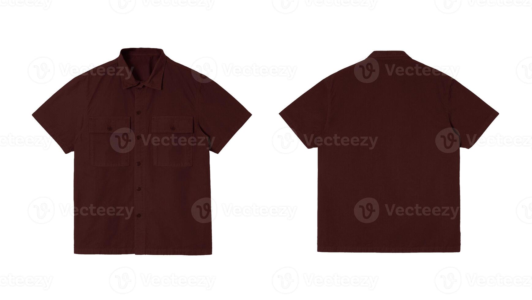 Front and back view of a maroon short sleeved polo shirt mockup. This is a great template for showcasing your designs and brands. photo