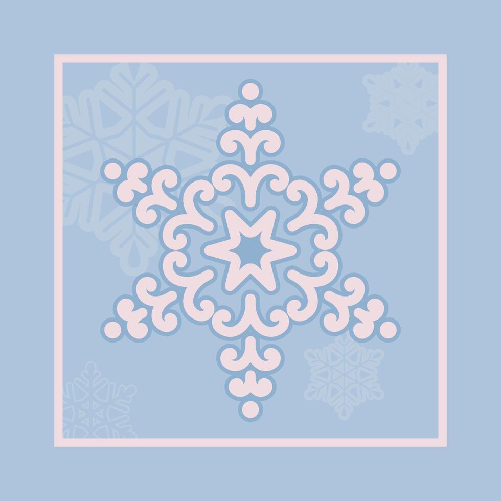 Postcard with a large snowflake vector