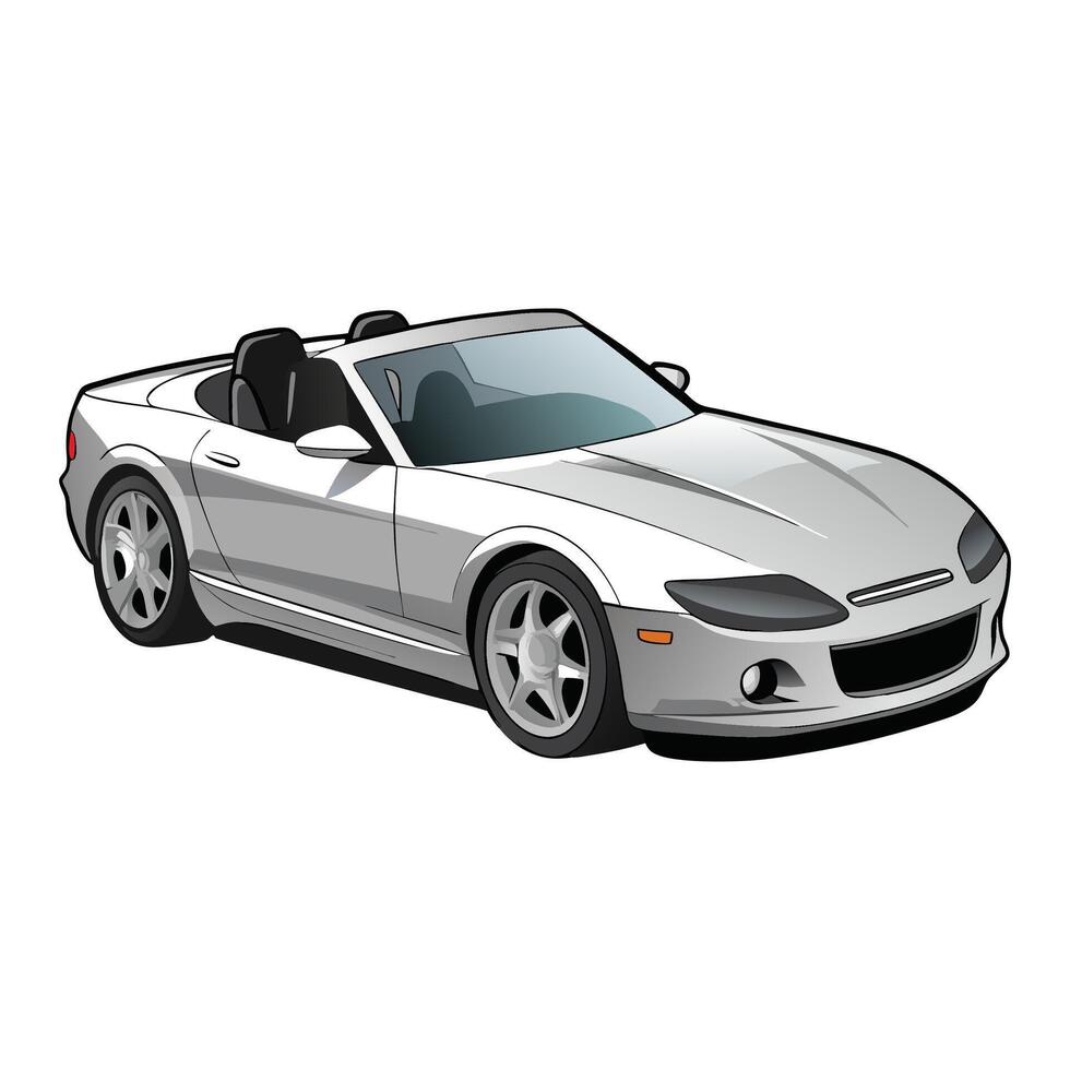 convertible car metallic silver color illustration design on white background vector