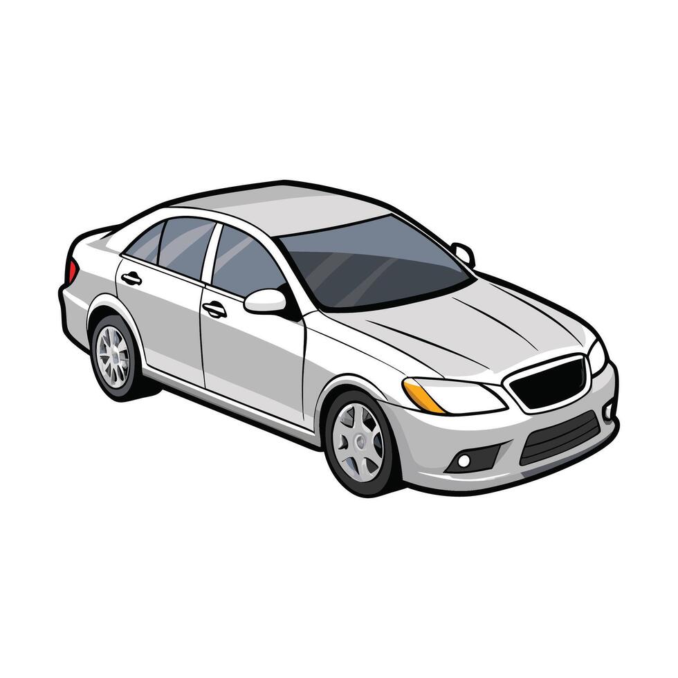 Sedan car silver colored illustration design vector